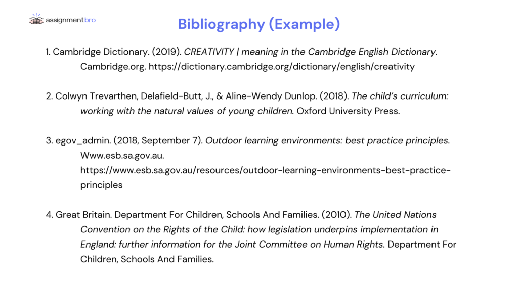 how to write bibliography in an assignment