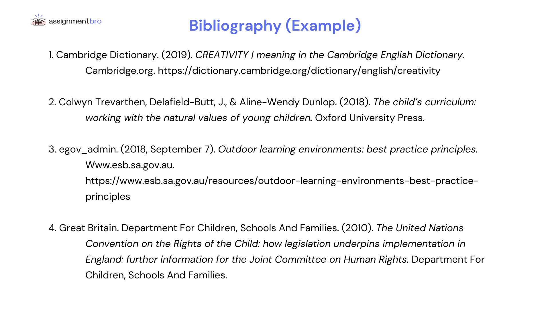 Example Of A Bibliography For An Assignment